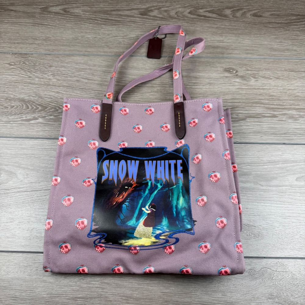 Coach Disney Womens Snow White Poison Apple Canvas Tote Bag Purple A1881-32720
